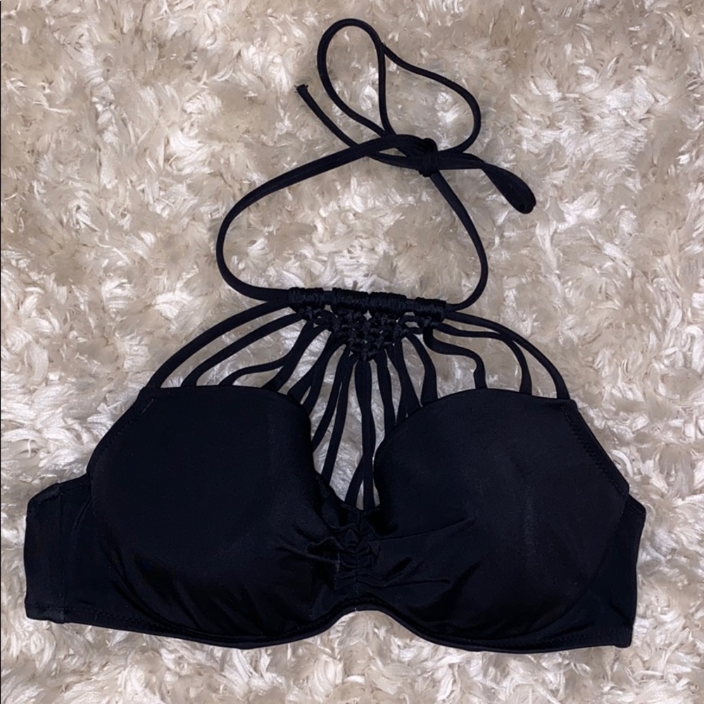 Black halter bikini top